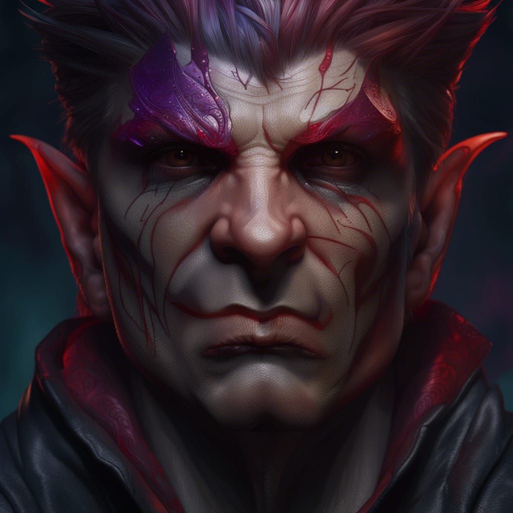 Detailed Vampire Portrait in Hyperrealistic Style