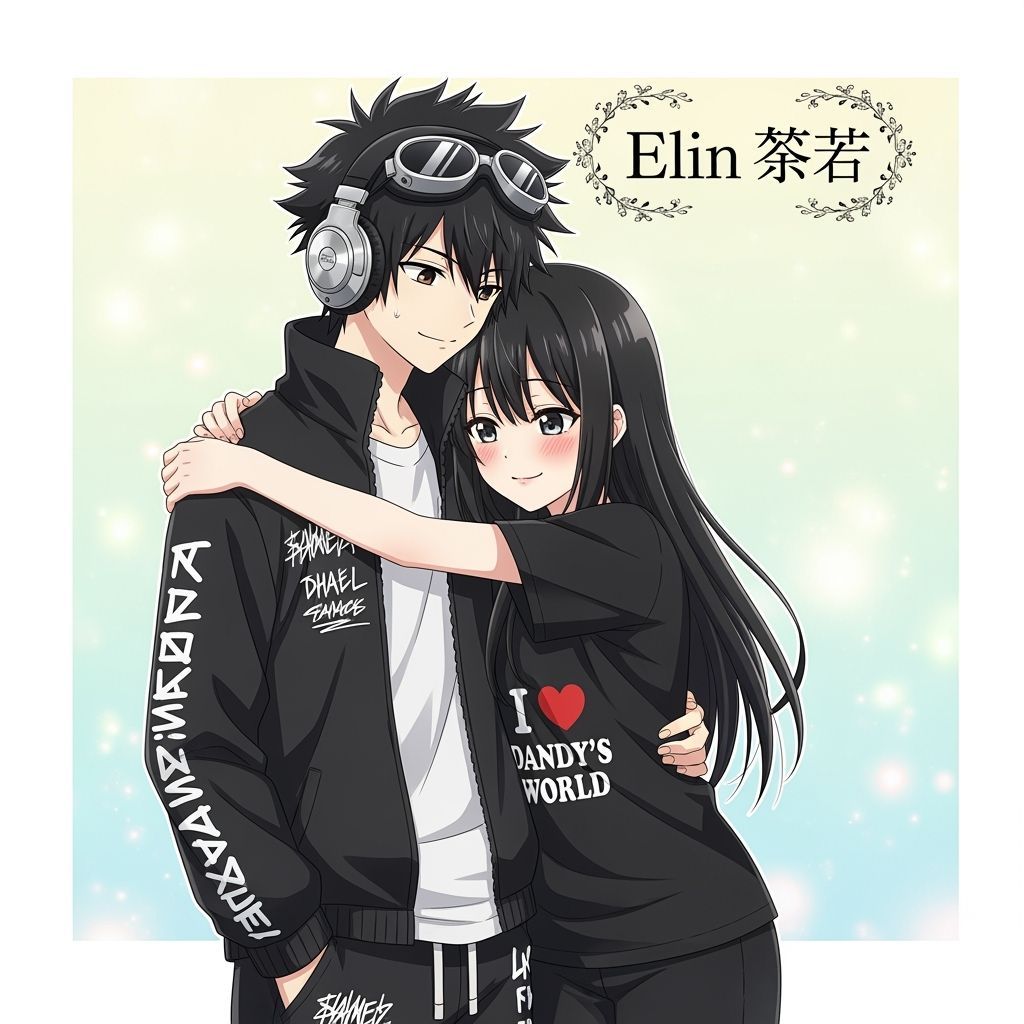 Anime Characters' Sweet Embrace in Pastel Light