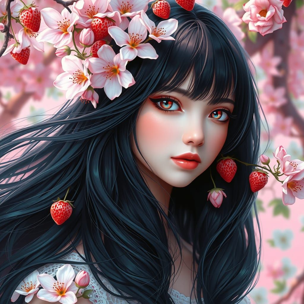 Ethereal Emo Girl in Dreamlike Garden