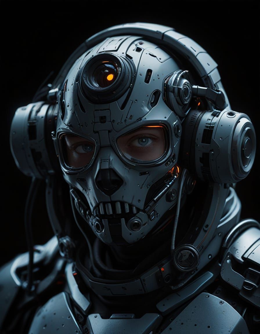 Cyberpunk Portrait of a Futuristic Warrior