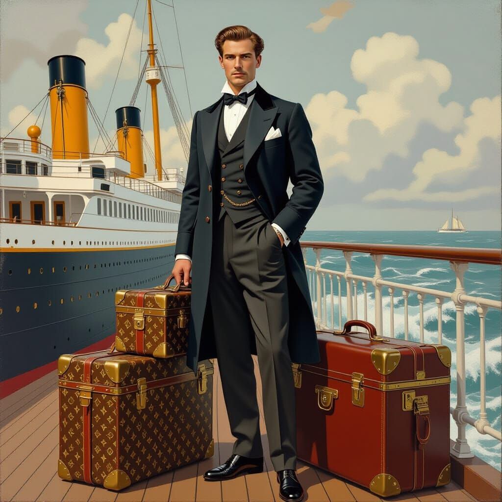 Louis Vuitton on the Titanic Deck, Art Nouveau Style