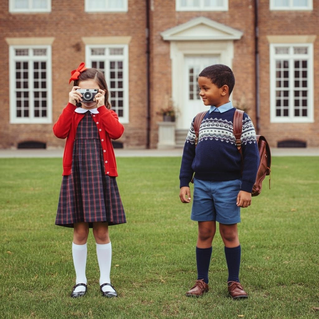 Vintage School Day Moment Captured in Timeless Style