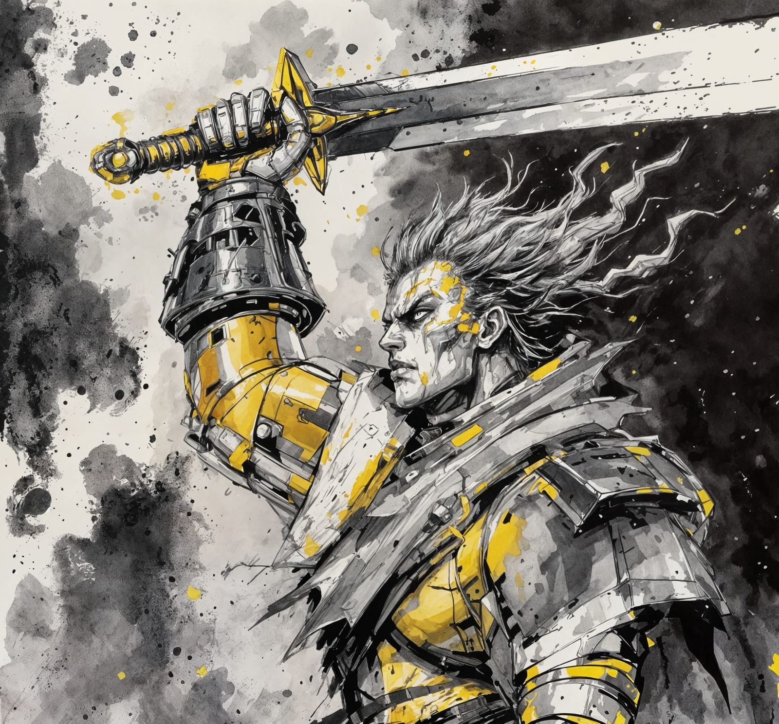 D&D Warrior About to Strike, Ink Drawing