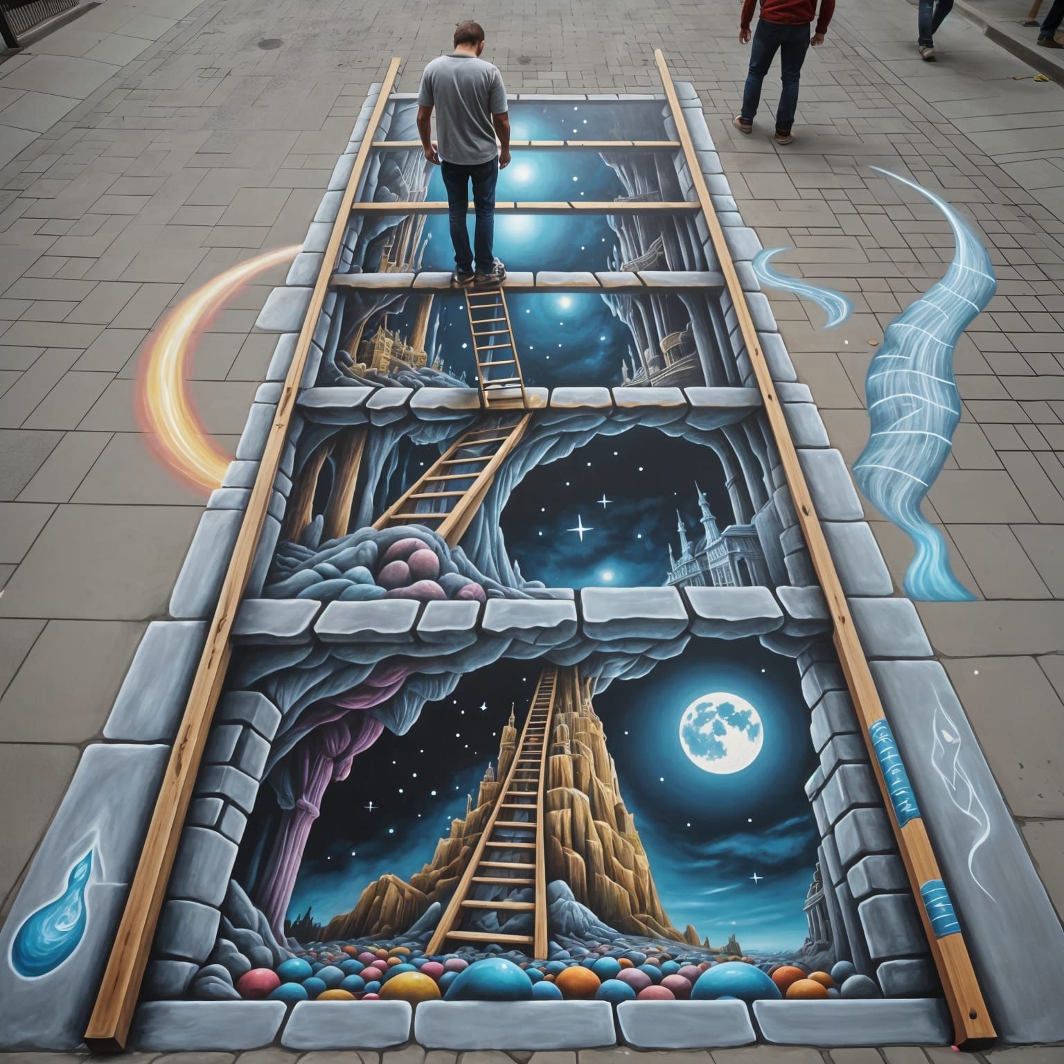 Incredible Chalk Art Optical Illusion on Sidewalk