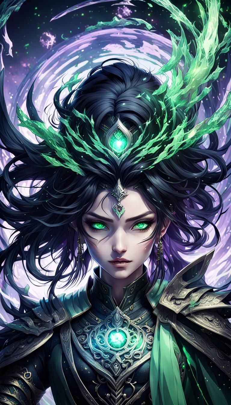 Dark Fantasy Queen with Black Magic, 3D Anime Art