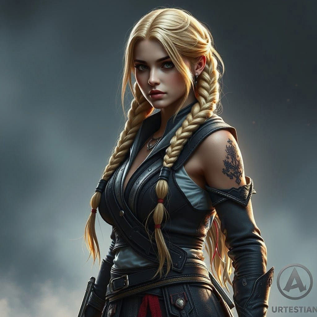 Elegant Female Assassin in Assassination Attire