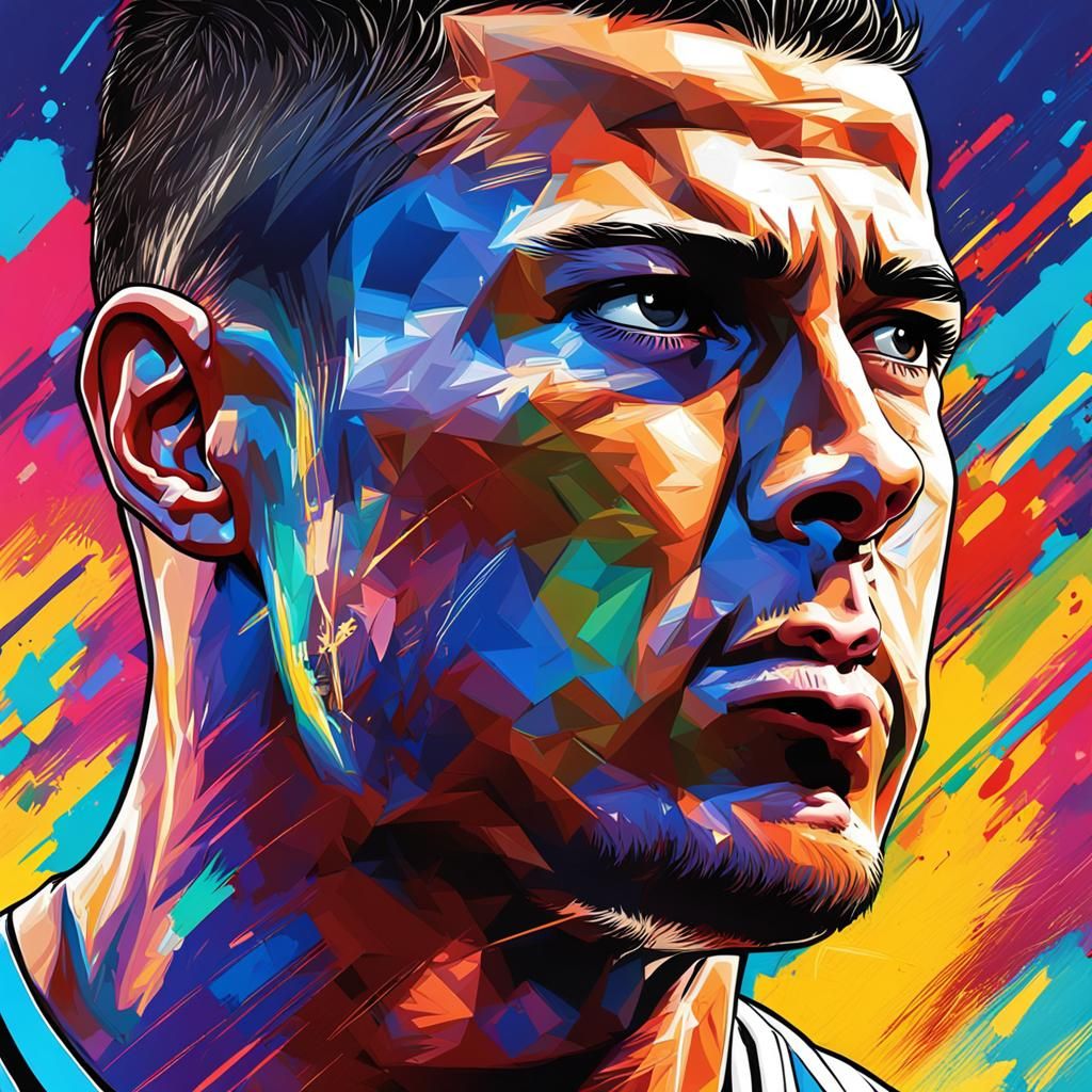 Hyperrealistic Ronaldo Portrait in Splash Art Style