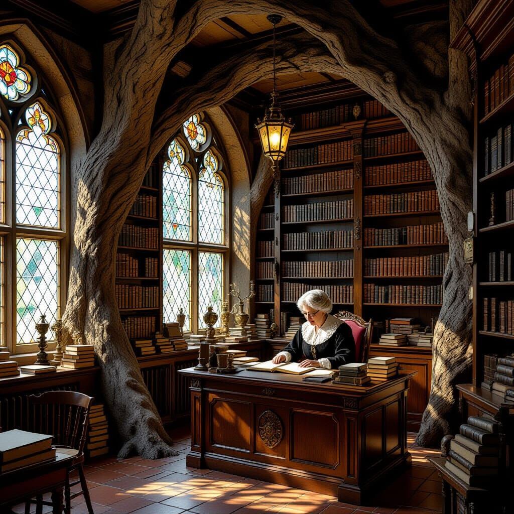 Charming Tree Bookshop in Baroque Style