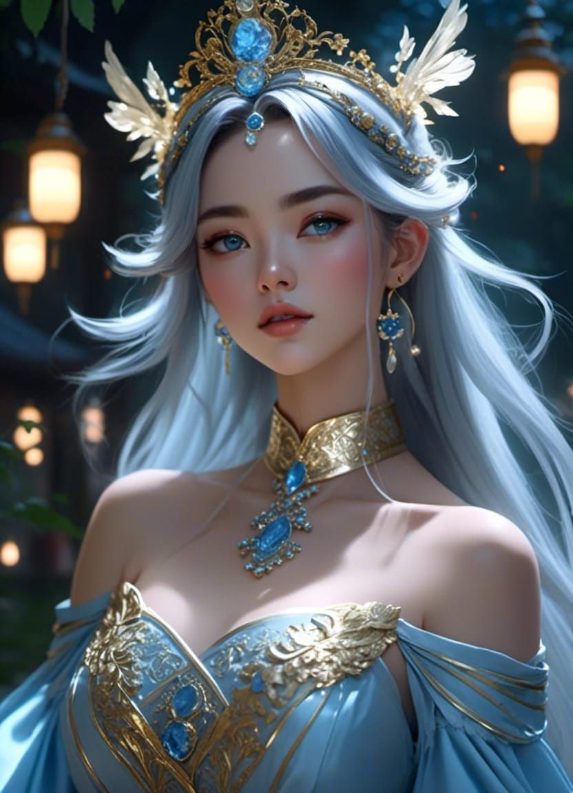 Xianxia Princess Portrait with Twinkling Lights