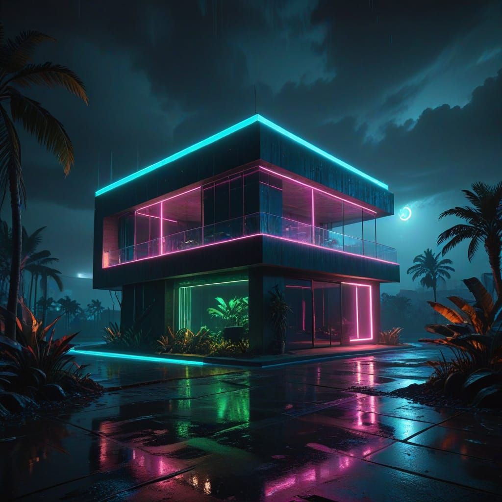 Futuristic Villa Tucan Baja with Neon Accents