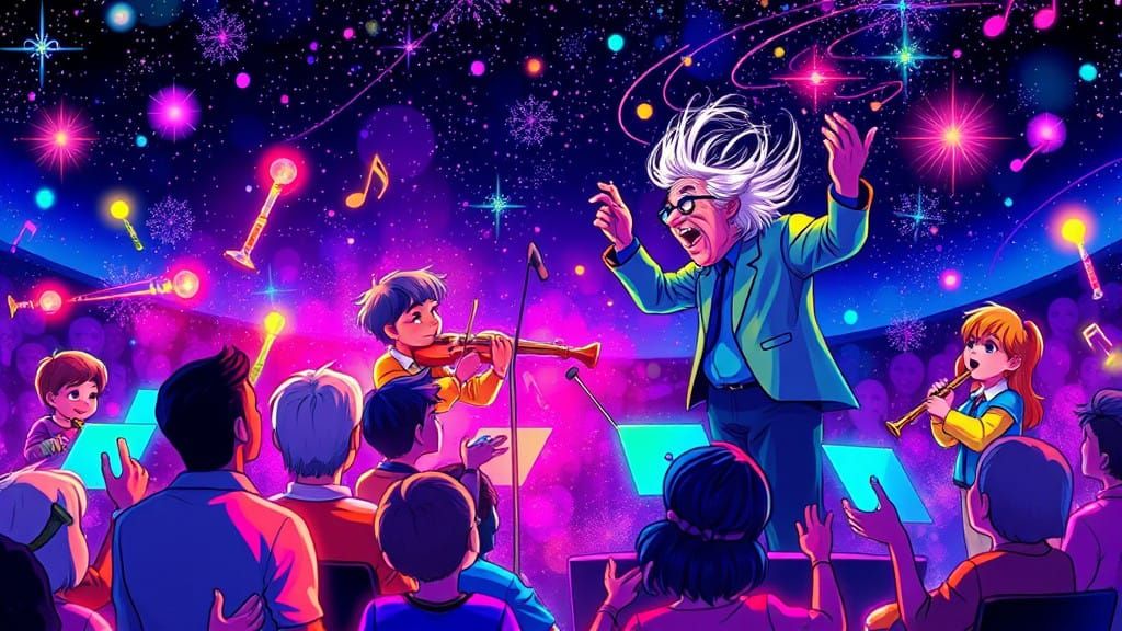 Joyful Children's Orchestra in a Whirlwind of Colorful Motio...