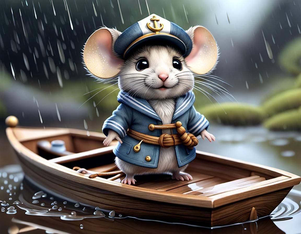 Chibi Mouse on a Rain Puddle Adventure