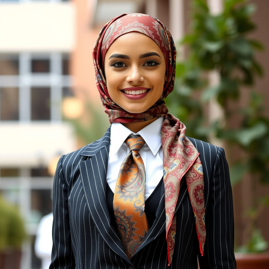 Classy Arabic Woman in Business Suit and Headscarf