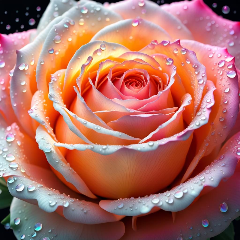 Gorgeous Rose with Holographic Dew Drops