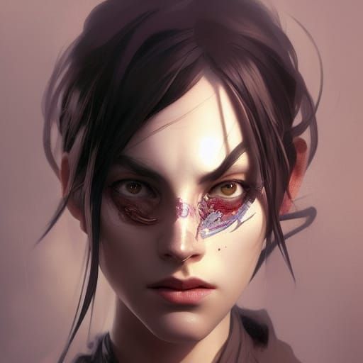 Scared Person Portrait in Art Nouveau Style