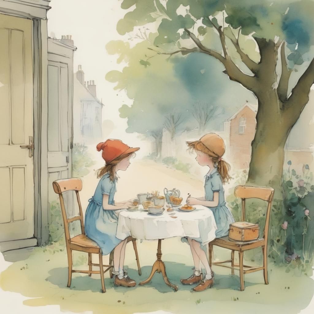 Whimsical Girl Illustration in Classic Styles