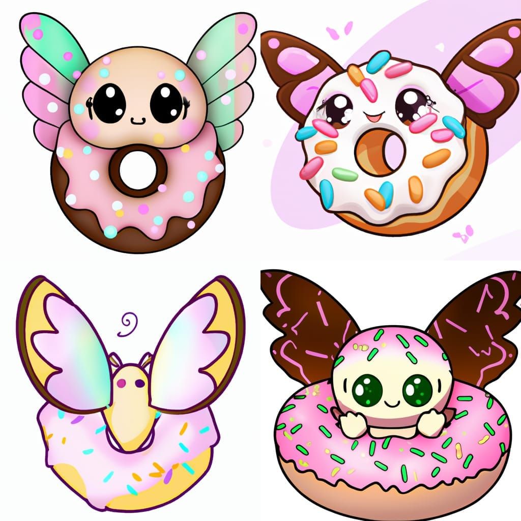 Chibi Donut Butterfly with Pastel Colors