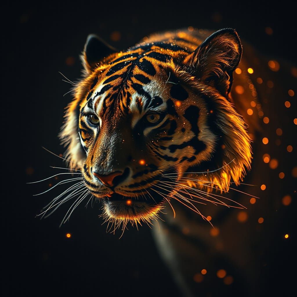 Bokeh Tiger with Synaptic Turbulence and Glitter