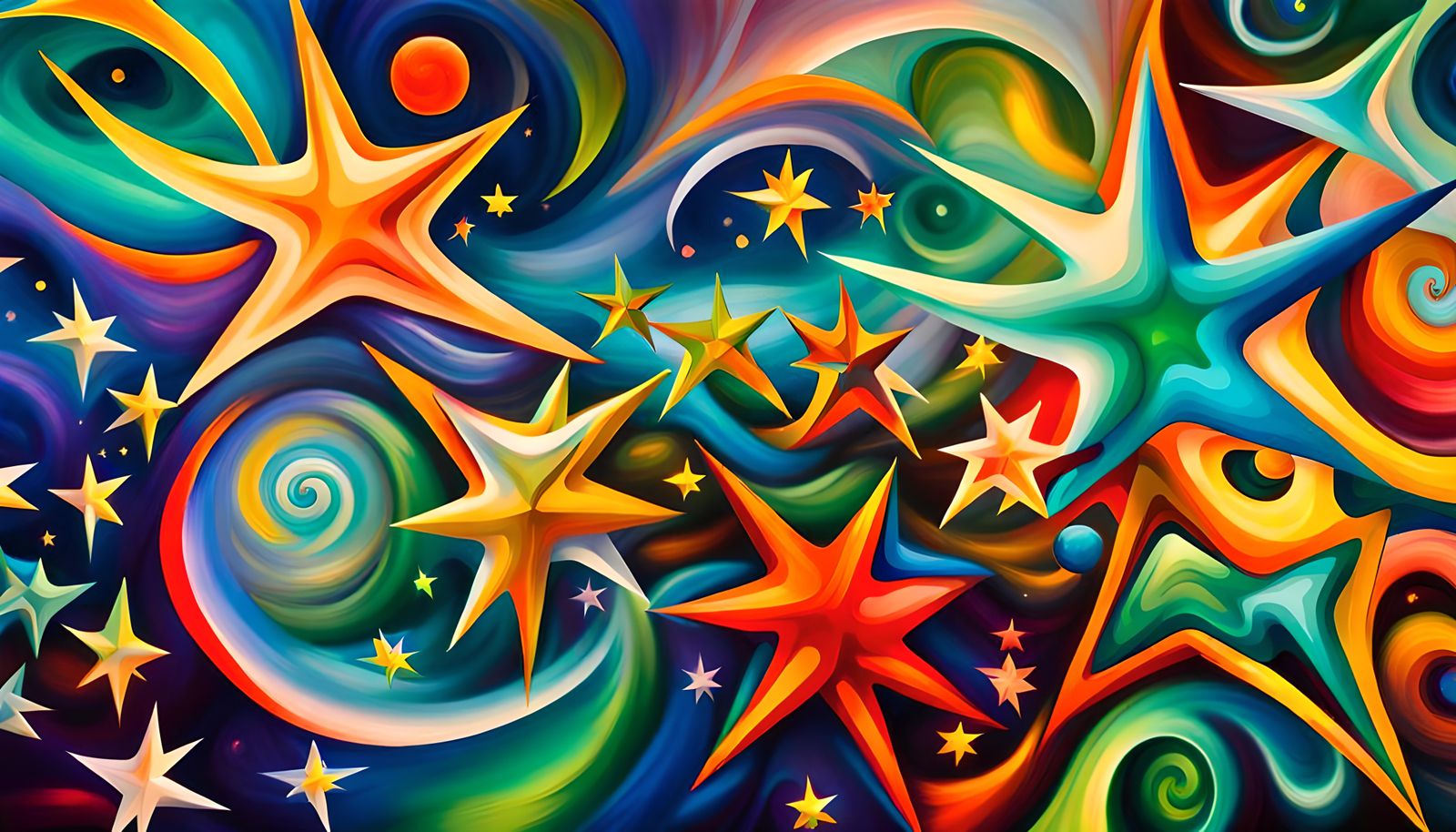 Iridescent Stars in Electromagnetic Plasma: Impasto Painting