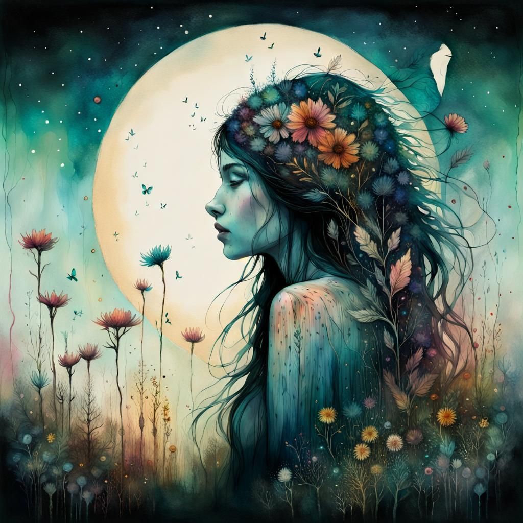 Dreamscape Playlist Cover Art in Mixed Media Style