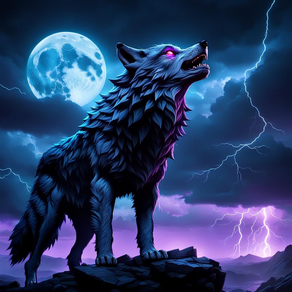 Wolf Man Howling at Moon in 3D Cinematic Style
