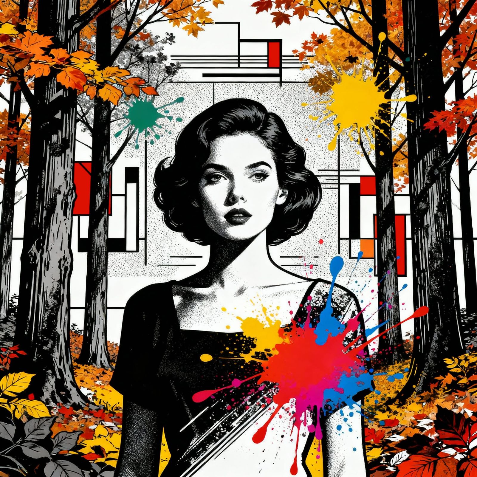 Postsurreal Woman Portrait in Pop Art Style