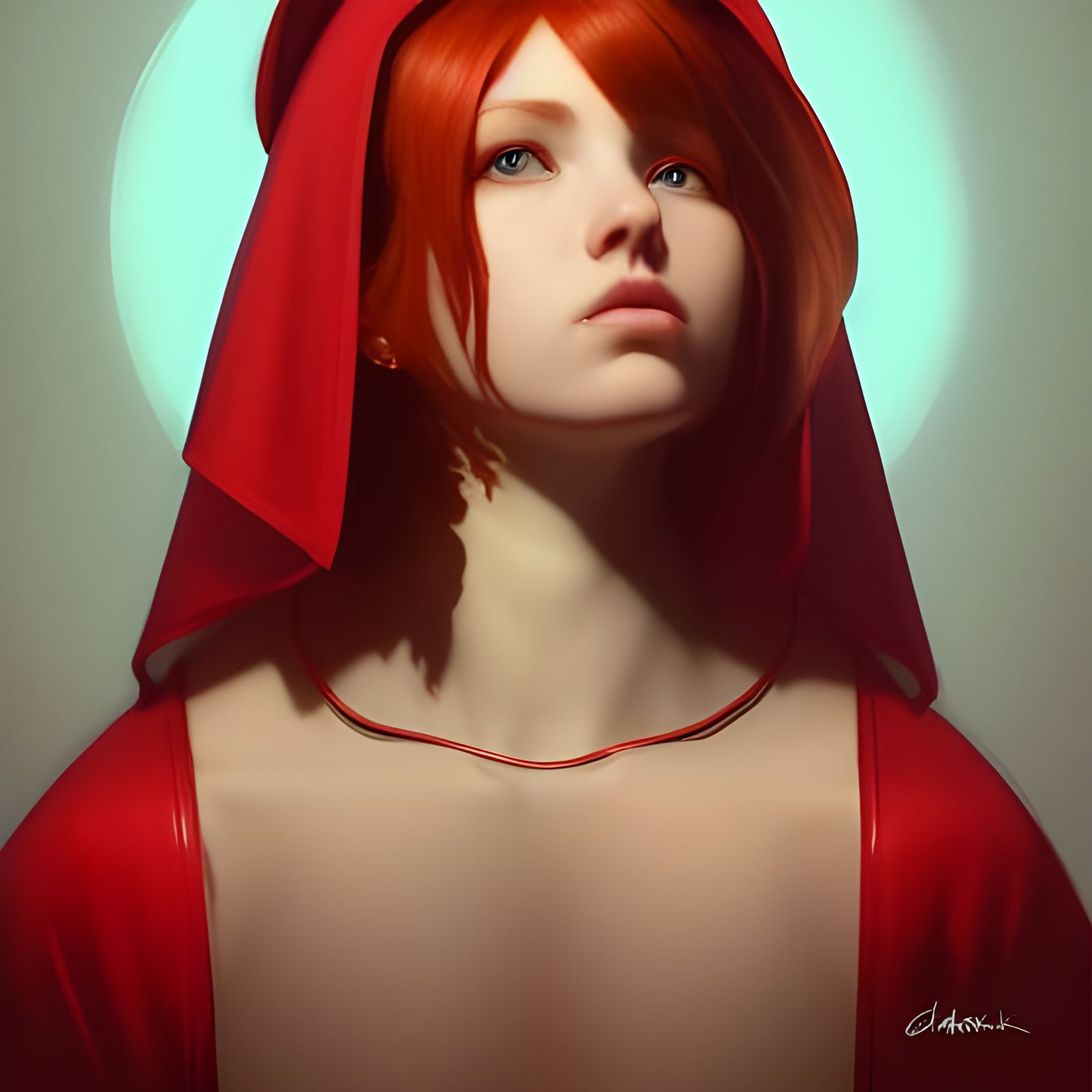 Red-Haired Nun Portrait in Hyperdetailed Digital Art