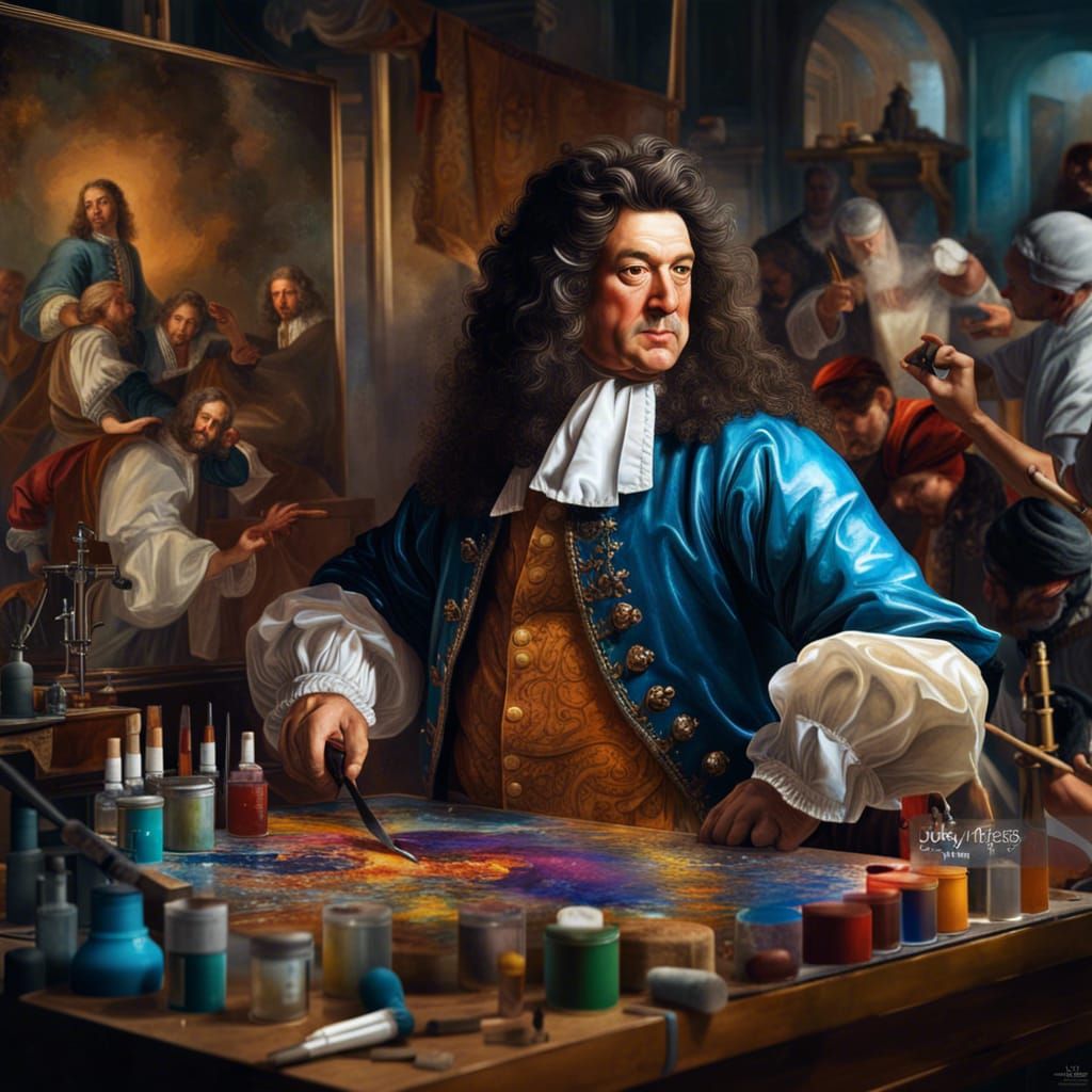 Louis XIV's Painting Demonstration: Hyperrealistic Splash Ar...