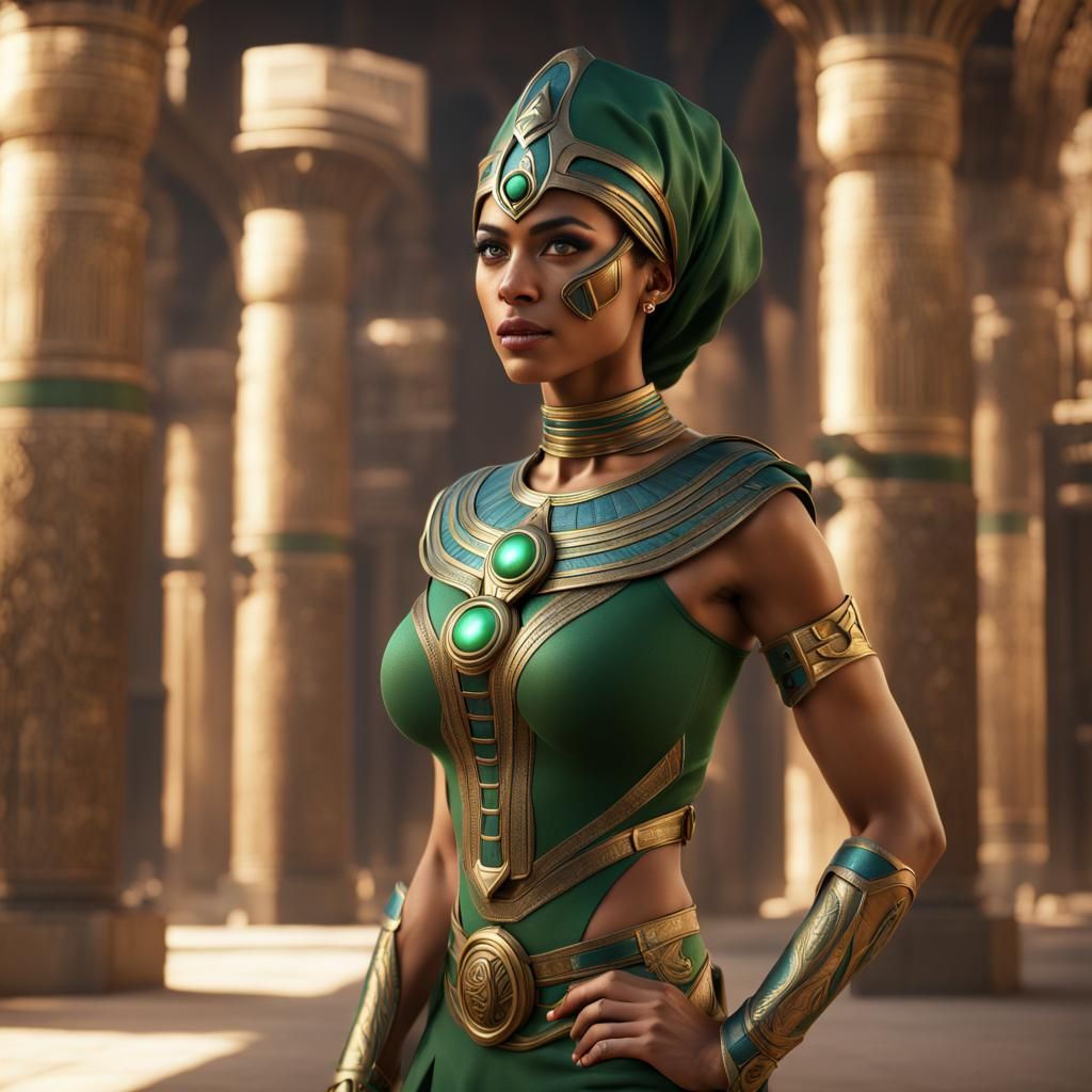 Egyptian Woman as Hal Jordan in Detailed Digital Art