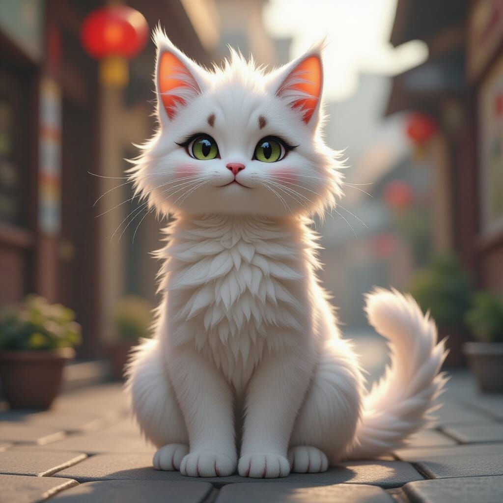 Anthropomorphic Dragon-Cat Hybrid in Photorealistic Style