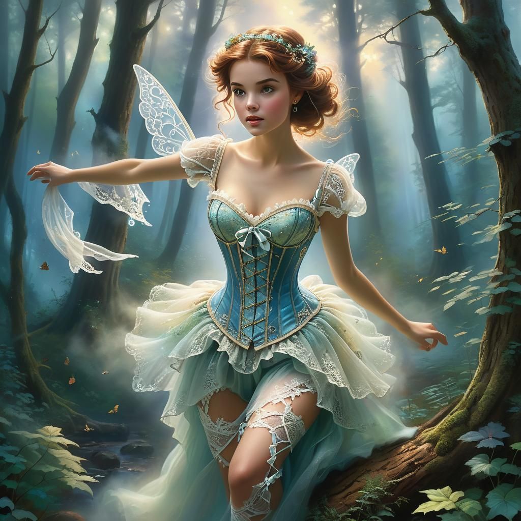Ethereal Fairy in Misty Woods, Hyperdetailed Fantasy