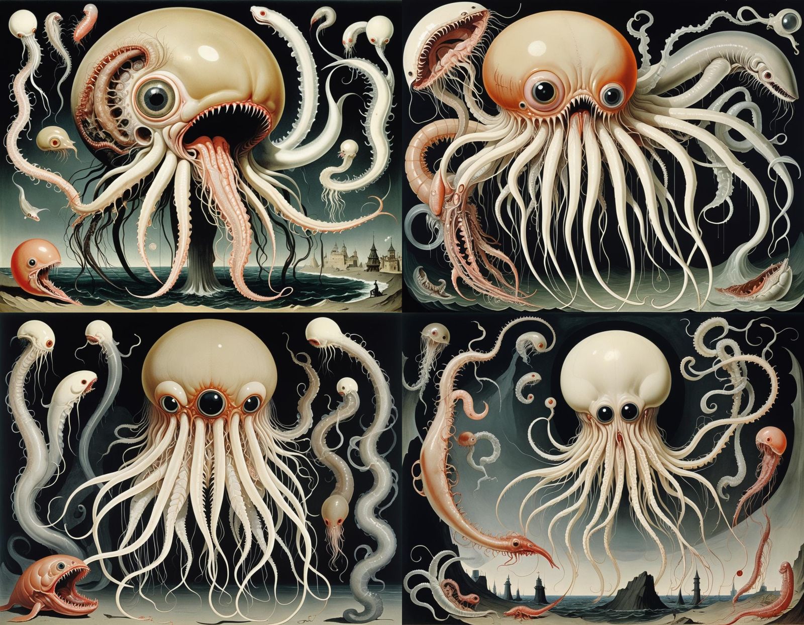 Surreal Hybrid Monster with Eyeball and Internal Organs