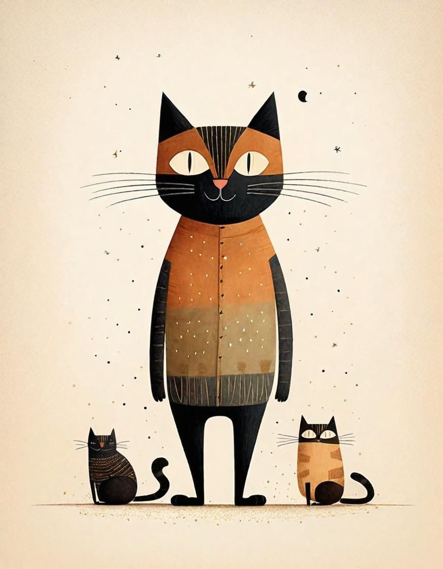 Adorable Cat Illustration in Jon Klassen Style