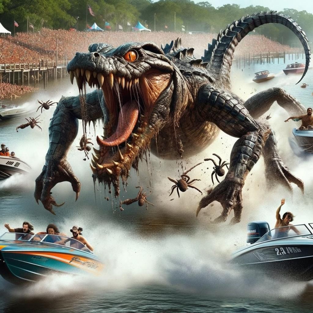 Monster Disrupts Speedboat Race on River