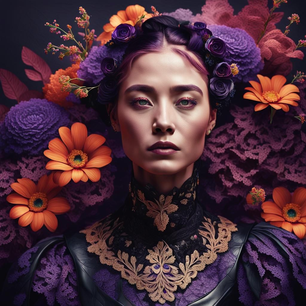 Headless Floral Portrait in High Fantasy Style