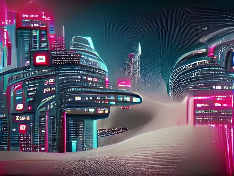 Sci-Fi Cityscape in Video Art Style