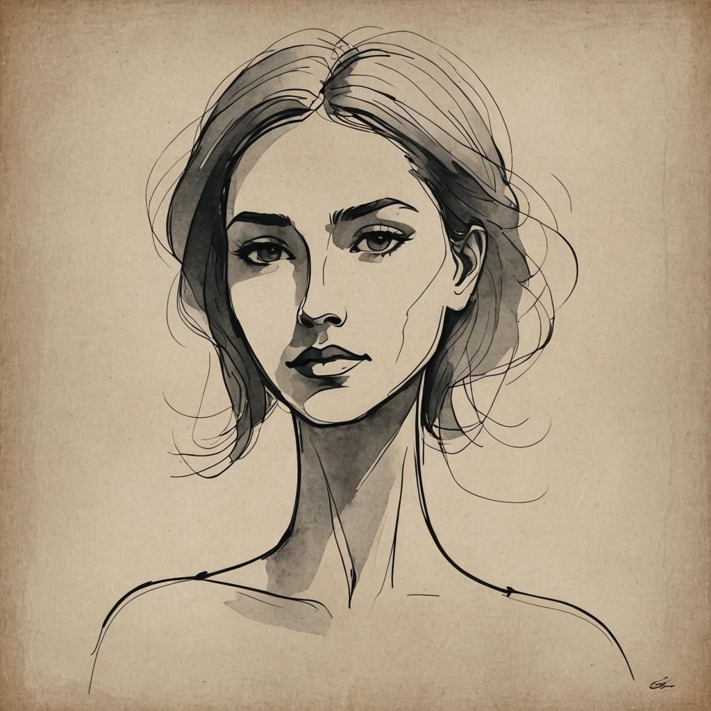 Minimalist Abstract Sketch of a Woman