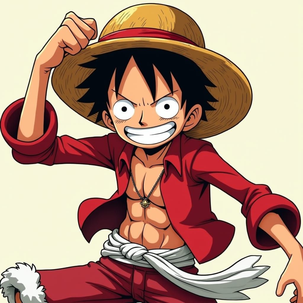 Monkey D. Luffy in Manga and Animation Style