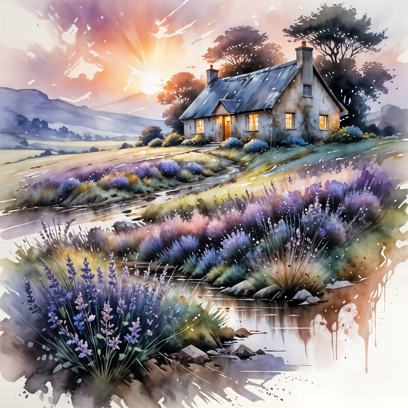 Soft Morning in a Heather Field