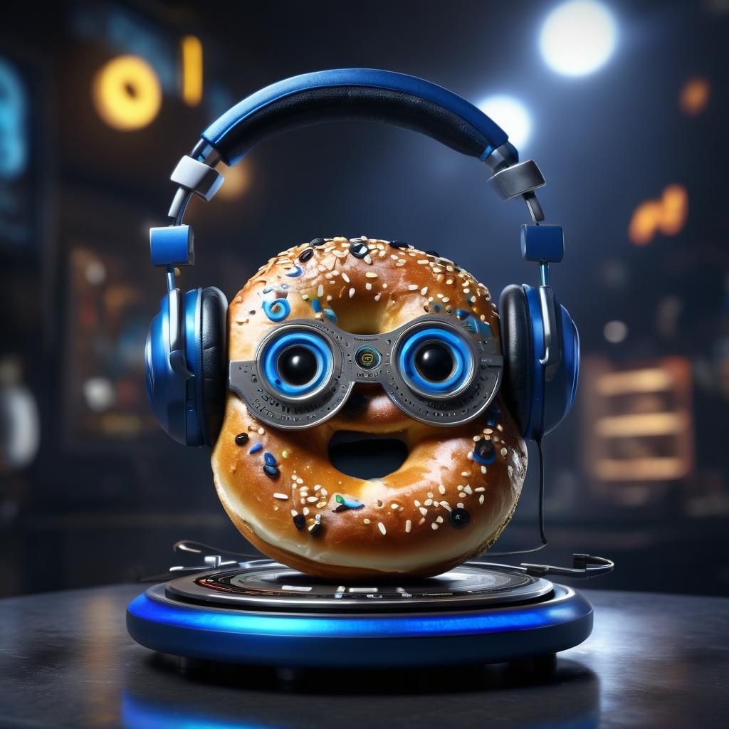 Sleek Bagel DJ Spins Sci-Fi Beats in Dark Atmosphere