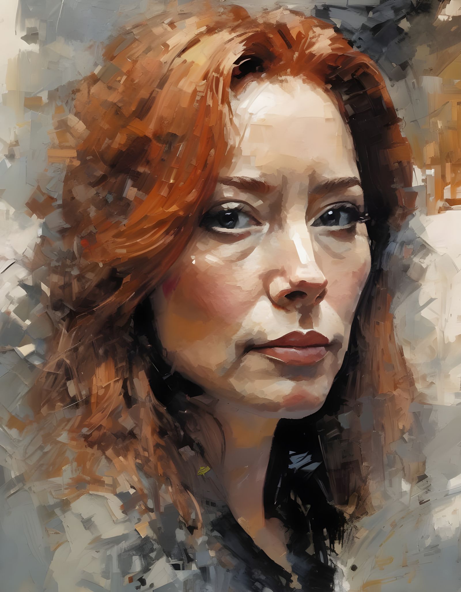 Tori Amos in Thick Impasto Oils, a Cyberpunk-Inspired Portra...