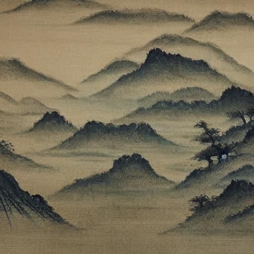Serene Chinese Landscape Painting with Mandarin Ducks