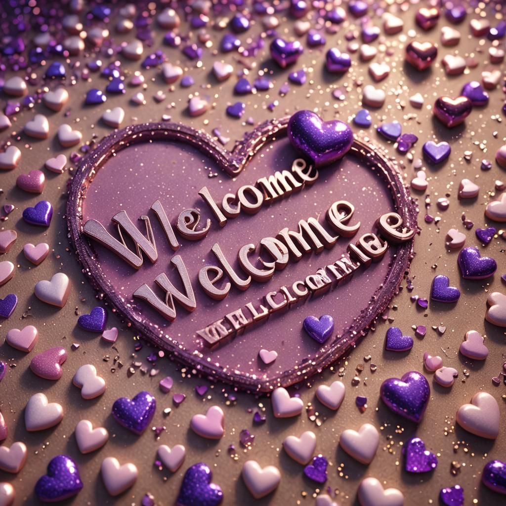 Welcome in 3D Render with Metallic Hearts