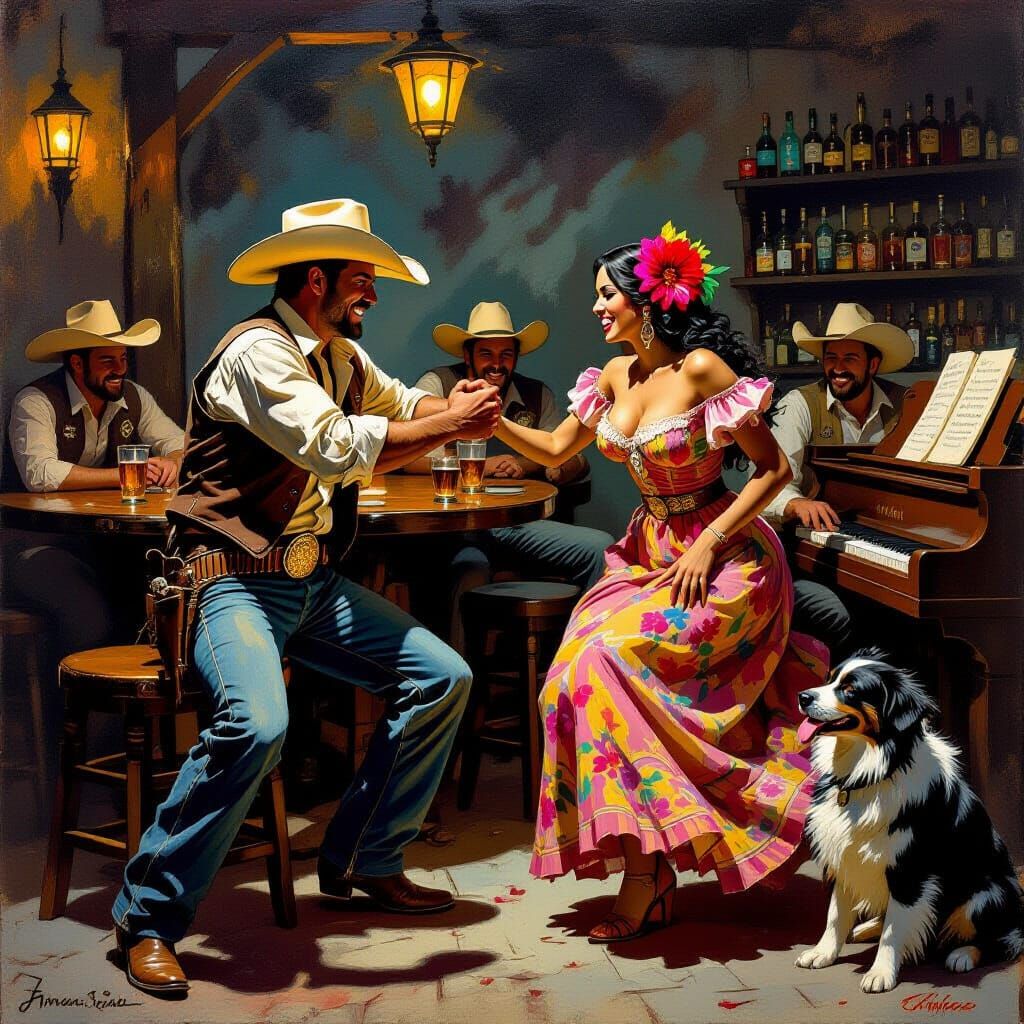 Cantina Cowboys Brawl in Dramatic Lighting