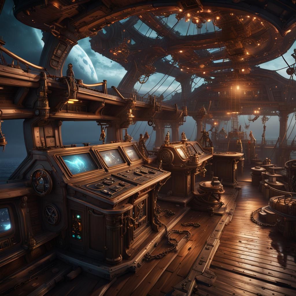 Space Pirate Ship Deck: Fantasy Concept Art