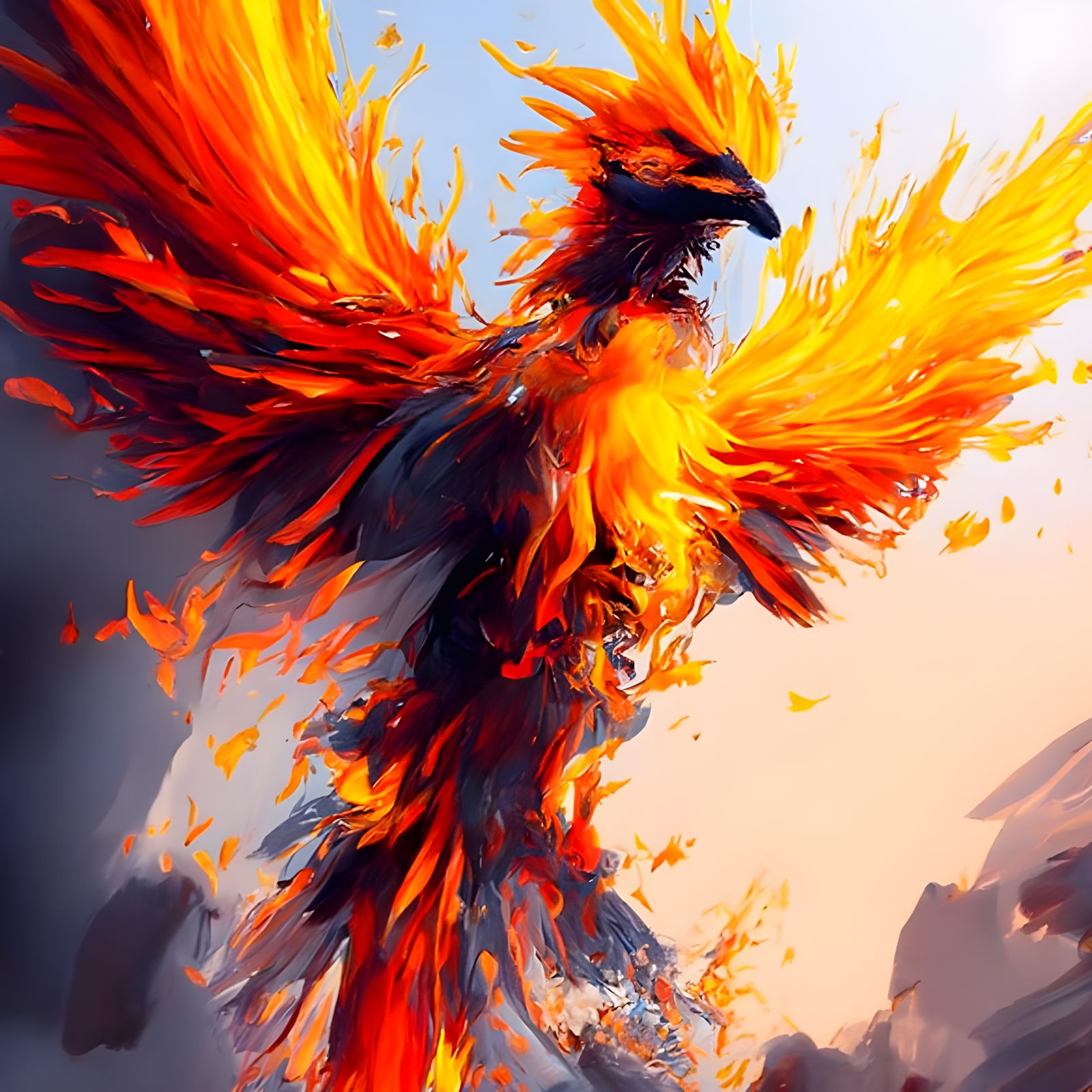 Fiery Phoenix: A Digital Illustration Masterpiece