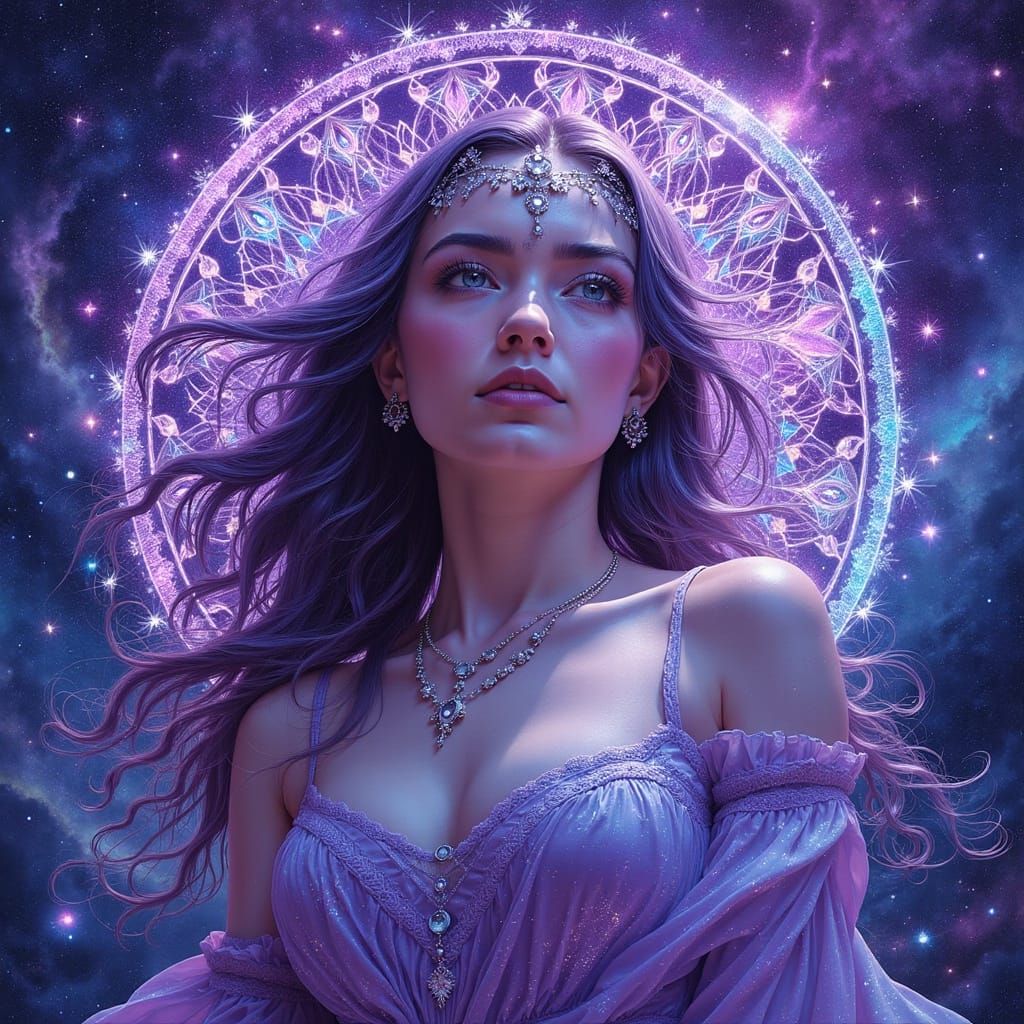 Cosmic Woman Dream Catcher Digital Painting
