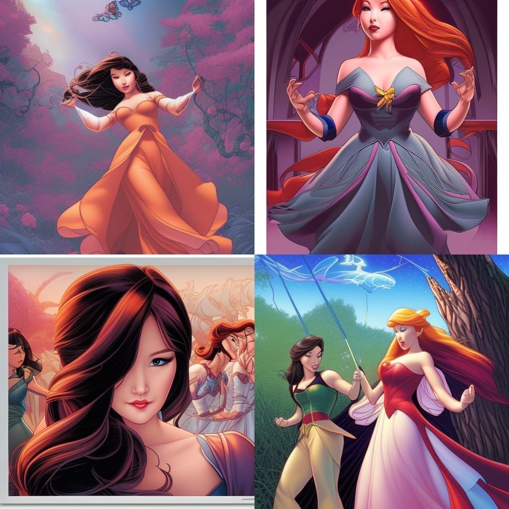 Disney Princess Comic Book Art Illustration