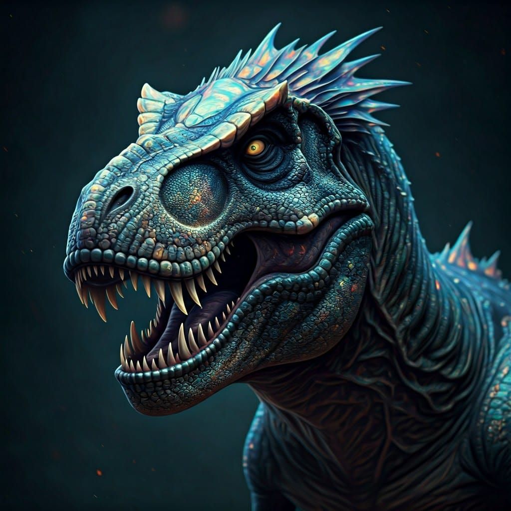 Opal-skinned Tyrannosaurus Rex Xenomorph Hybrid