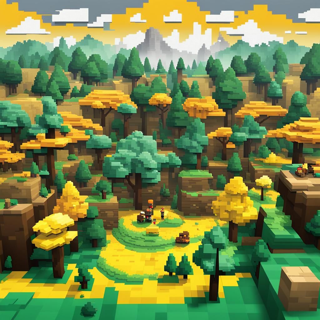 Pixelated Cardboard Forest Scene for Roblox Menu